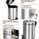 Papelera con Pedal Acero Inoxidable 5L. Basurero Tinaco Antideslizante y con Tapa para Baño u Oficina.