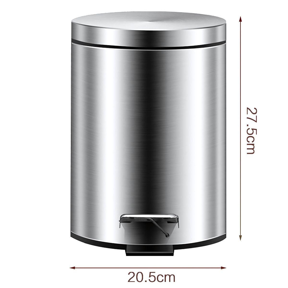 Papelera con Pedal Acero Inoxidable 5L. Basurero Tinaco Antideslizante y con Tapa para Baño u Oficina.