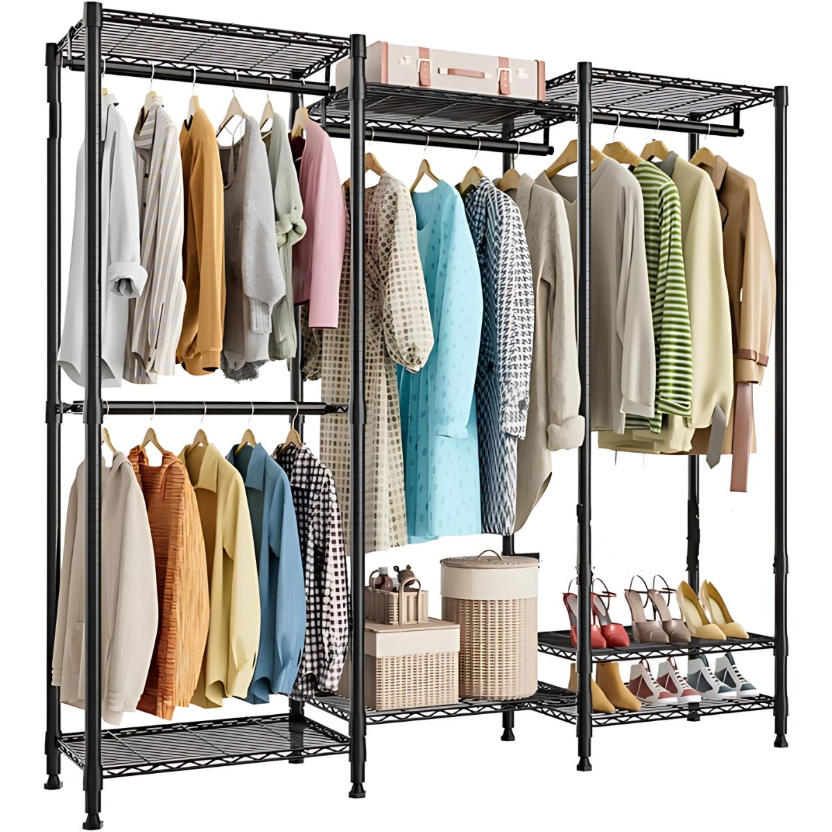 Clóset Modular Metálico de Ropa Ajustable. Armario Rejillas Organizador de Ropa. 76.4x68.9x15.7cm.