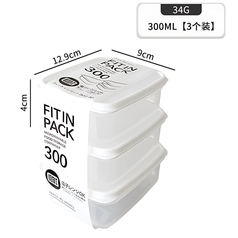 Recipientes Herméticos. Vasijas Para Comida. Set de 3 piezas. Caja envase de plastico Selladas. 300 ml