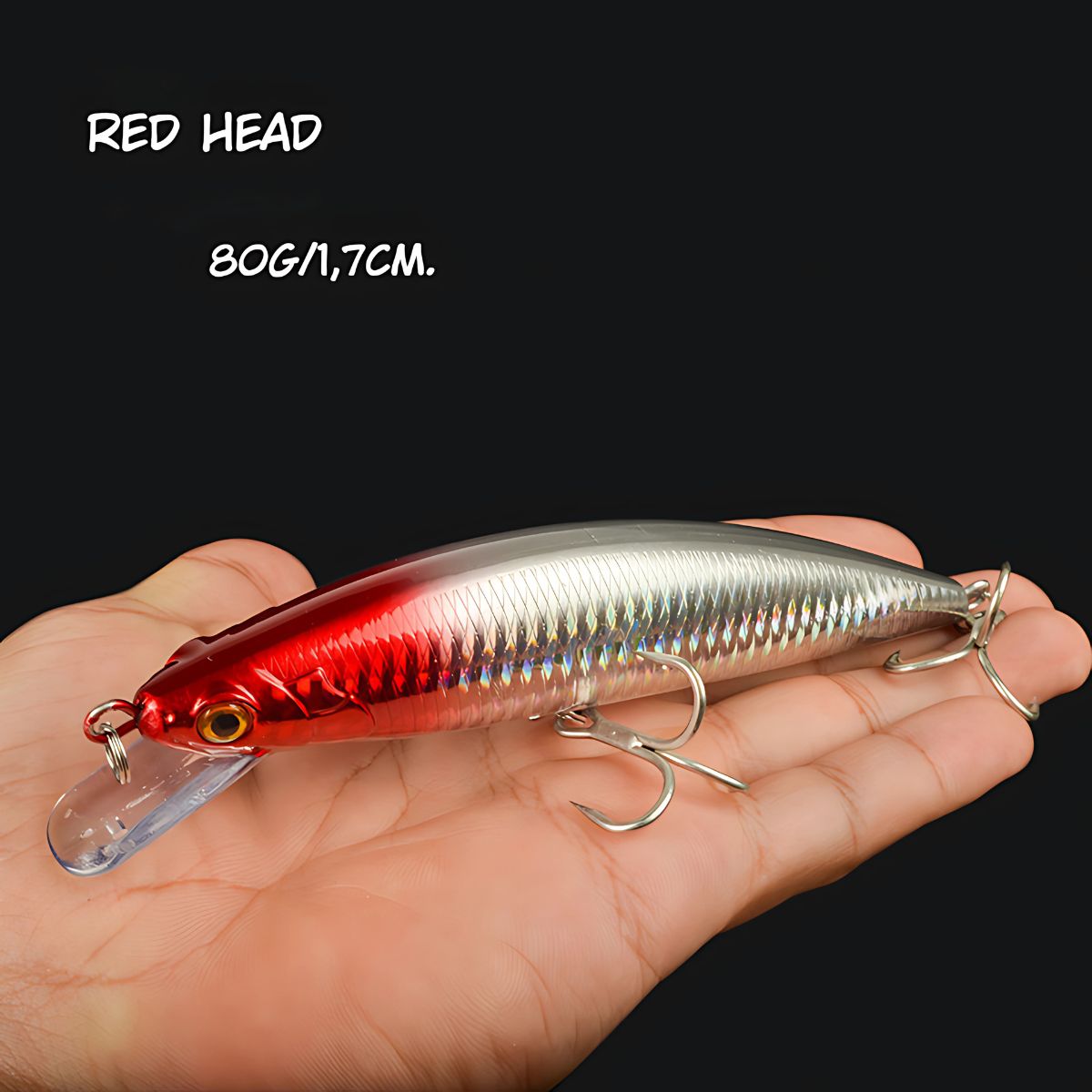 Señuelo Cebo de Pesca. Carnadas con Anzuelo. 130mm 40g. Color Rojo. Empaque caja blister