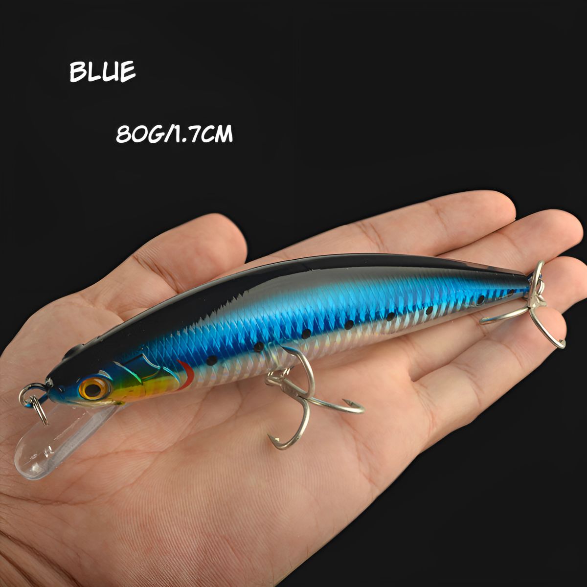 Señuelo Cebo de Pesca. Carnadas con Anzuelo. 170mm 60g. Color Azul. Empaque caja blister
