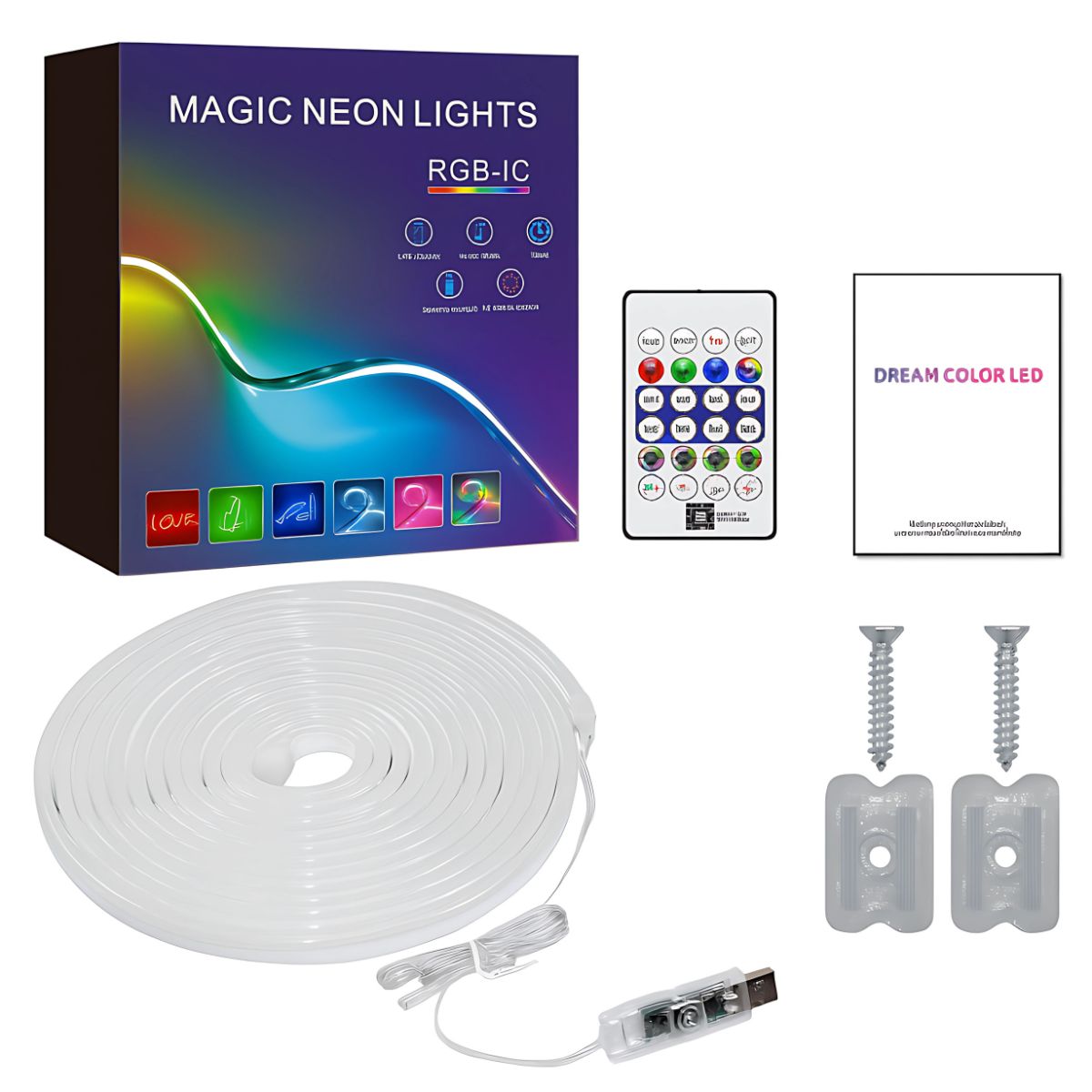 Cintas LED 5V RGB-IC Con Control Remoto. Tiras De Luz A Prueba de Agua. Bandas LED.