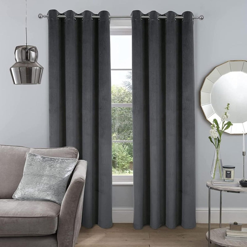 Paño de cortina gris oscuro con argollas 1.5m x 2.5m (1 panel) Cortina de tela con anillos.