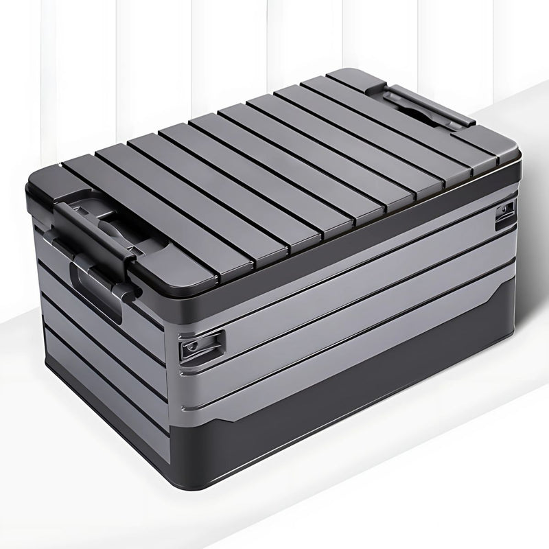 Caja de Almacenamiento Plegable 60L con Tapa Plana. 59x36x29 cm. Contenedor organizador. Caja plástica multiusos.