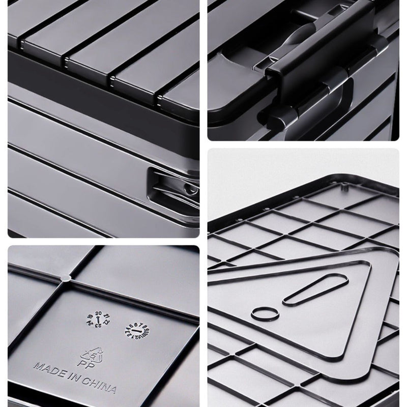 Caja de Almacenamiento Plegable 60L con Tapa Plana. 59x36x29 cm. Contenedor organizador. Caja plástica multiusos.