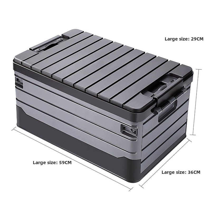 Caja de Almacenamiento Plegable 60L con Tapa Plana. 59x36x29 cm. Contenedor organizador. Caja plástica multiusos.