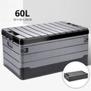 Caja de Almacenamiento Plegable 60L con Tapa Plana. 59x36x29 cm. Contenedor organizador. Caja plástica multiusos.