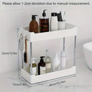 Estante de Almacenamiento de 2 Niveles con Ganchos. 40x15x32cm Color blanco. Organizador. Anaquel multiusos de almacenaje. Cocina baño