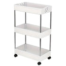 Carrito organizador de 3 niveles. Color blanco 40x15x61cm. Anaquel multiusos de almacenaje con ruedas.