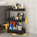 Carrito organizador de 3 niveles. Color negro 40x22x61cm. Anaquel multiusos de almacenaje con ruedas.