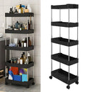 Carrito organizador de 5 niveles. Color negro 40x22x113cm. Anaquel multiusos de almacenaje con ruedas.
