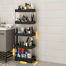 Carrito organizador de 5 niveles. Color negro 40x22x113cm. Anaquel multiusos de almacenaje con ruedas.