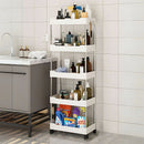 Carrito organizador de 5 niveles. Color blanco 40x22x113cm. Anaquel multiusos de almacenaje con ruedas.