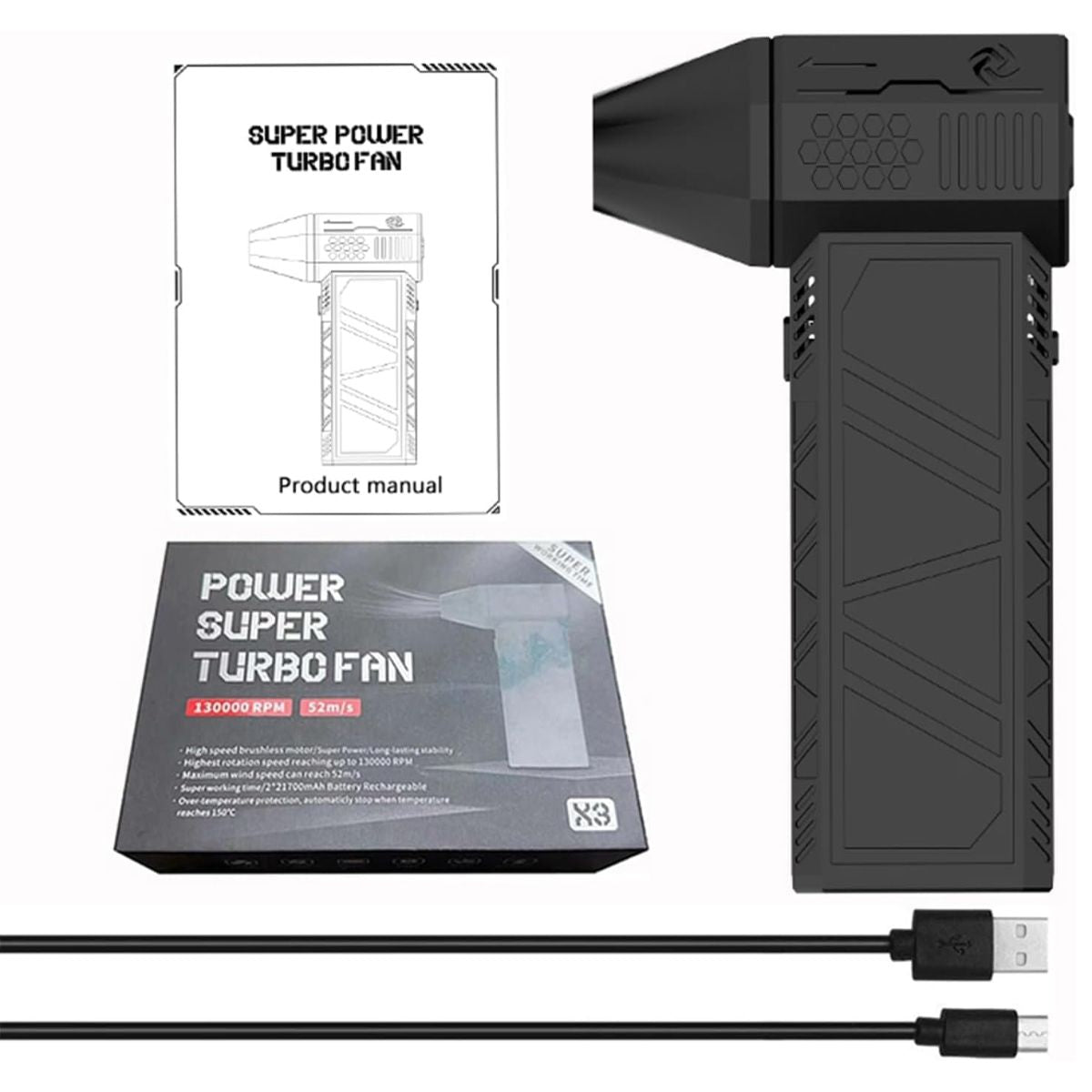 Blower abanico Turbo de Alta Velocidad 130,000 RPM, 52 m/s. ventilador. Propulsor de aire eléctrico. Turbo fan