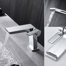 Llave De Lavamanos Individual. Grifo De Lavabo Color cromo. Pluma.