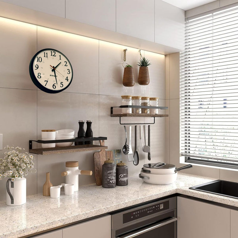 Repisas de pared. Estanterías flotantes (Set de 2 piezas).  Tablillas color madera. Para baño o cocina