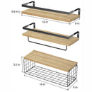 Repisas de pared. Estanterías flotantes (Set de 3 piezas).  Tablillas color madera.