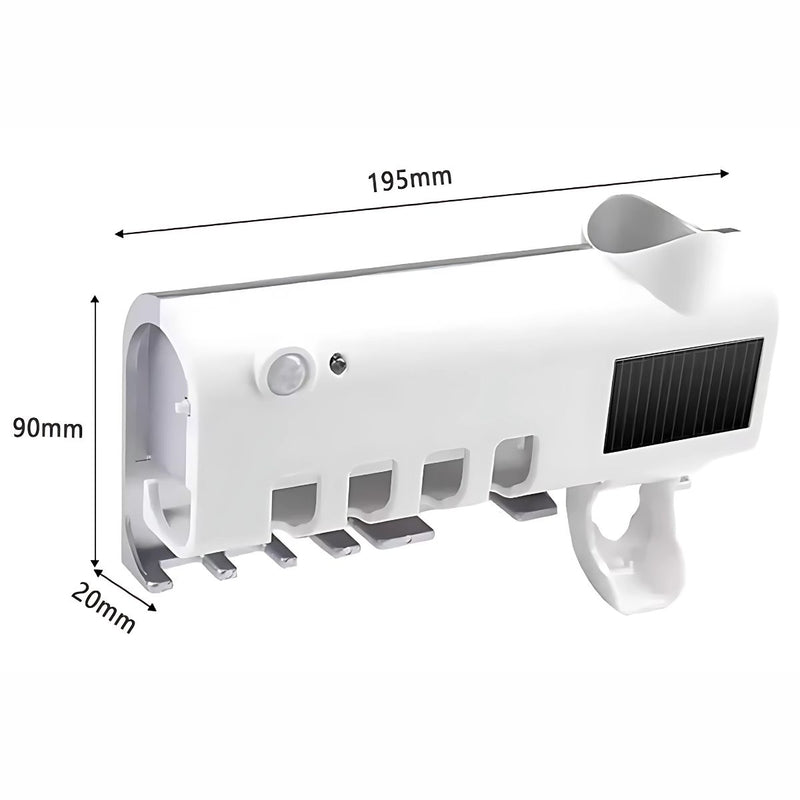 Soporte pared Cepillos de Dientes con Desinfección UV y Dispensador Automático de Pasta Dental. Esterilizador de cepillos de dientes. Organizador