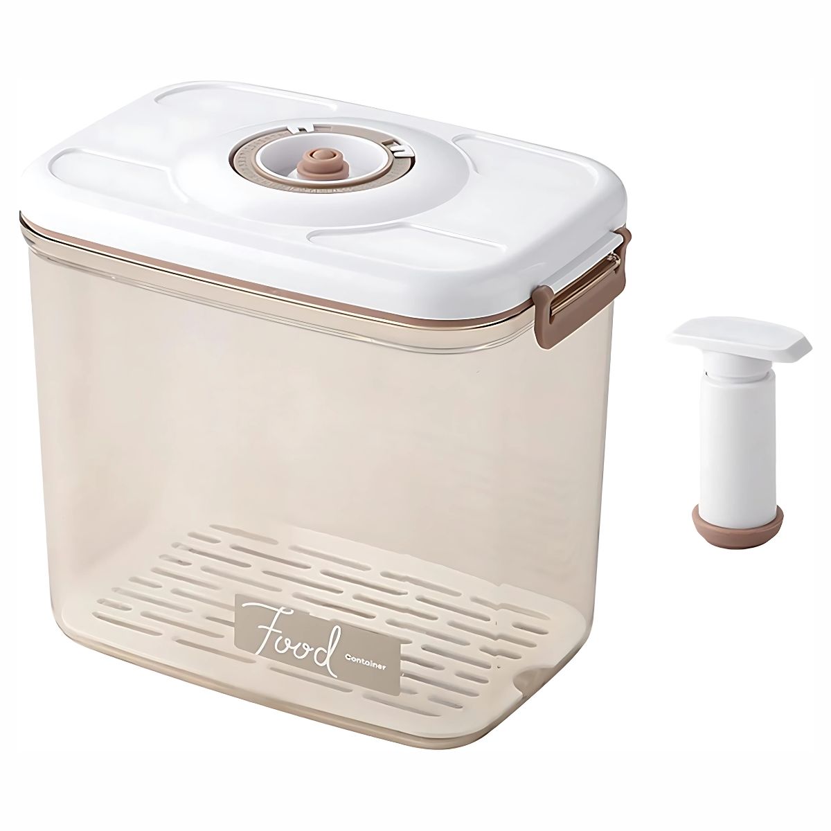 Recipiente Hermético al Vacío con Bomba Manual. Sin BPA y de Larga Conservación (4.6L). Set de 2 piezas. Vasija. Caja de almacenamiento sellada.