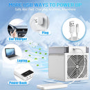 Abanico Acondicionador De Aire Con Agua Portátil. 3 velocidades. Carga USB. 500ml. Humidificador y purificador de aire.