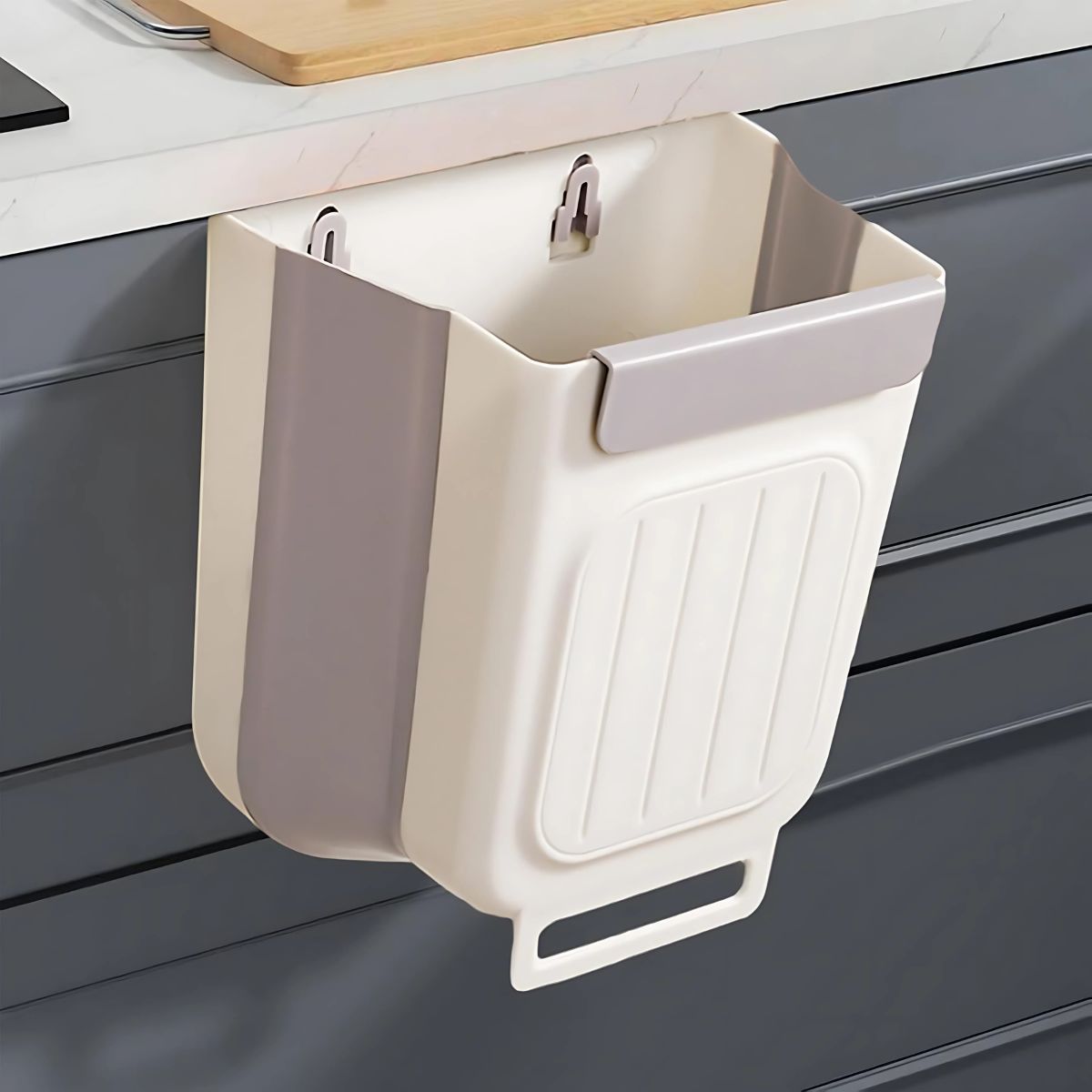 Basurero plegable para colgar en puerta gabinete de cocina. Contenedor de basura de 11L. Tinaco. Cesto de residuos.