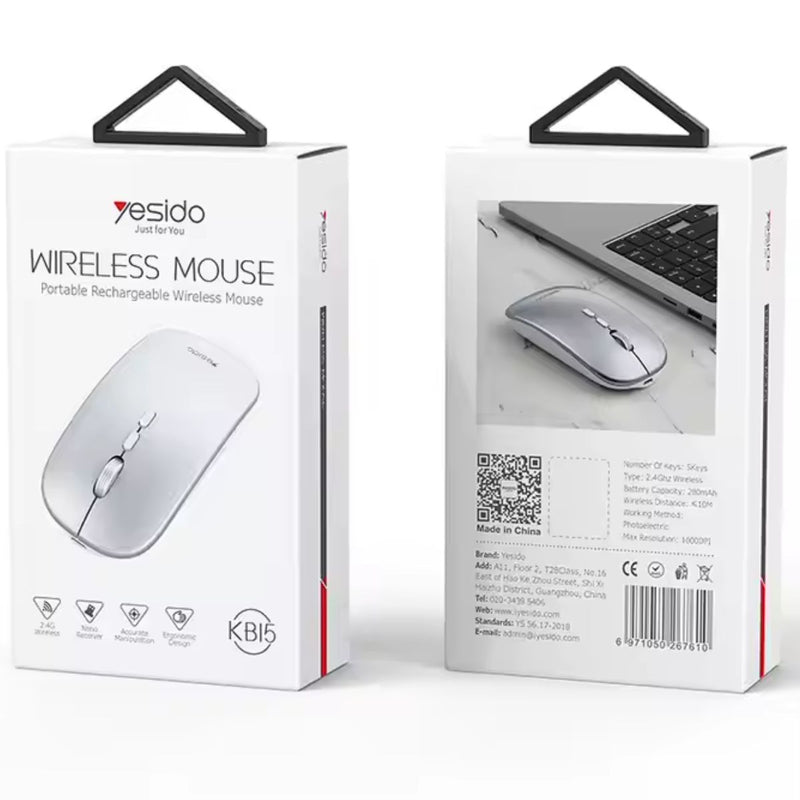 Mouse inalámbrico 4G, compatible con laptops y PCs. Color gris. Ratón para computadora.