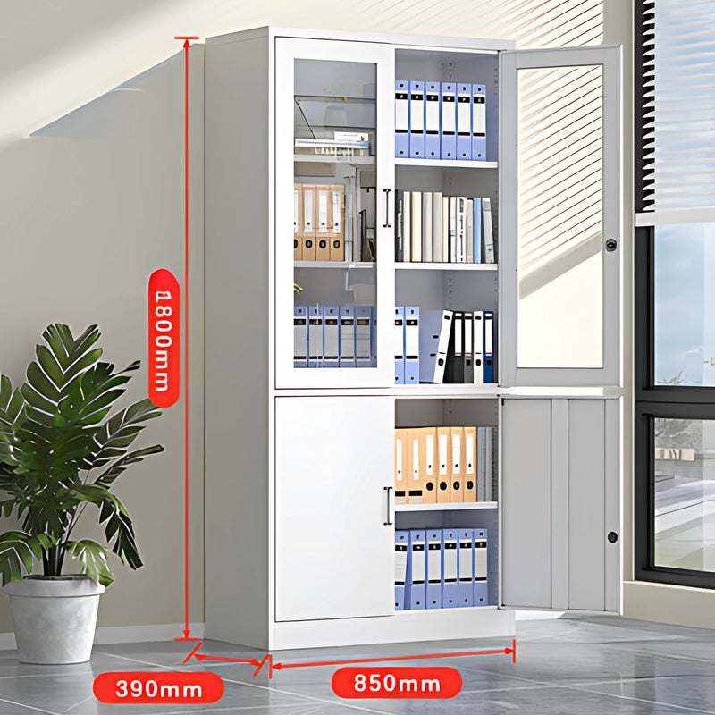 Estante metálico archivador de 4 puertas y 4 tablillas. Armario de metal para almacenaje de archivos