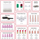 Consumibles boquillas para Antorcha TIG WP-17/18/26. (Kit de 71 piezas). Consumibles de Soldadura en Cobre, pirex transparente y Cerámica. Juego kit