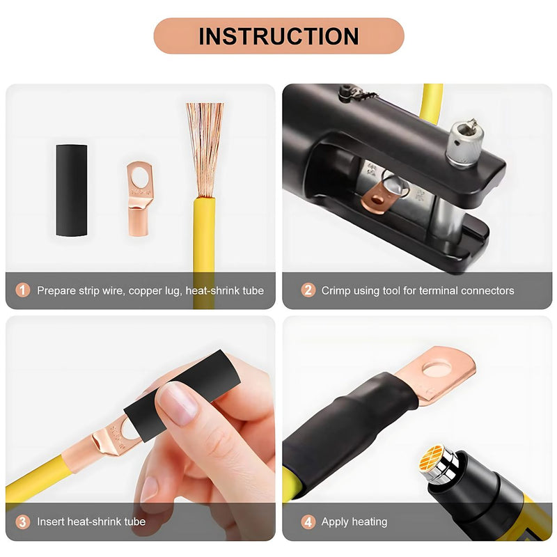 Terminales electricos Recubiertos de Cobre con 80 Cubiertas Protectores y Tubos Termocontraíbles (Juego de 160 piezas). Conjunto de conectores eléctricos.