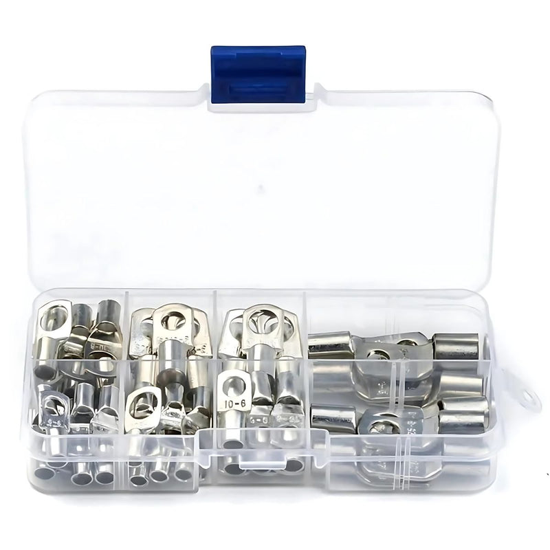 Terminales de Anillo Recubiertos de Cobre SC6-25 para Conexiones Electrónicas. (Juego de 60 piezas). Conjunto de conectores eléctricos.