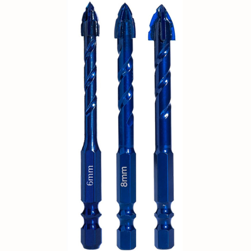 Brocas Punta De Flecha Para Vidrio, Azulejos porcelanato  Y Cerámica. (Set De 3 Piezas) 6Mm, 8Mm, 10Mm.