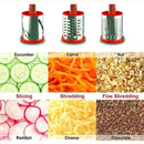 Rallador Manual Giratorio con 3 Cuchillas Intercambiables para Cocina. Rebanador cortador para Verduras, Frutas y Más. Rallador queso (Color Rojo) Mandolina.