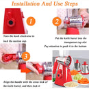 Rallador Manual Giratorio con 3 Cuchillas Intercambiables para Cocina. Rebanador cortador para Verduras, Frutas y Más. Rallador queso (Color Rojo) Mandolina.