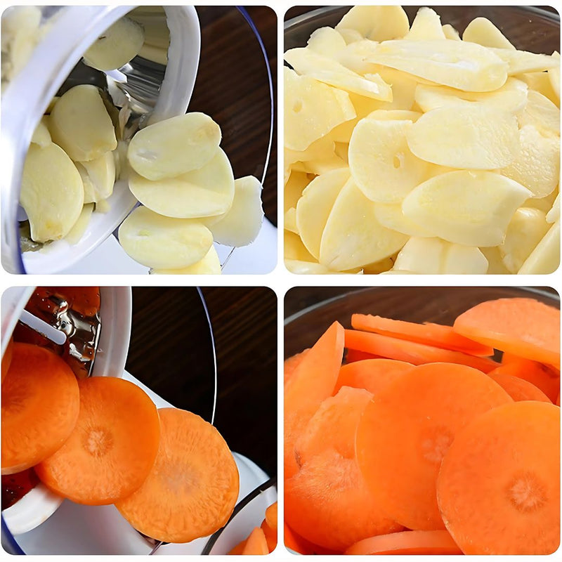 Rallador Manual Giratorio con 3 Cuchillas Intercambiables para Cocina. Rebanador cortador para Verduras, Frutas y Más. Rallador queso (Color Rojo) Mandolina.