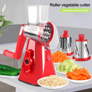 Rallador Manual Giratorio con 3 Cuchillas Intercambiables para Cocina. Rebanador cortador para Verduras, Frutas y Más. Rallador queso (Color Rojo) Mandolina.