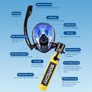 Mascara de buceo con tanque oxigeno de 0.5L. Incluye bomba manual aire comprimido. Kit de snorkel. (Tanque color verde) scuba  6 y 10 minutos de respiración