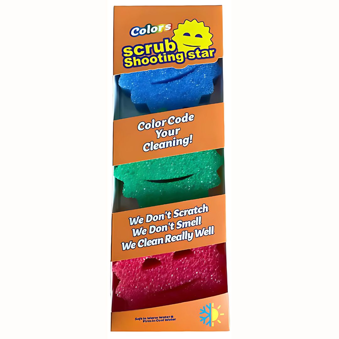 Esponjas limpiadoras multiusos (Pack de 3 unidades). Esponja de cocina para fregar y limpiar. Colores surtidos. Suaves en agua tibia y firmes en agua fría