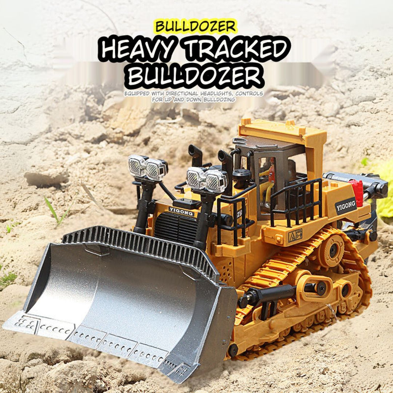 Excavadora Buldócer a control remoto. Juguete para niños. Con brazo móvil y luces. Bulldozer.