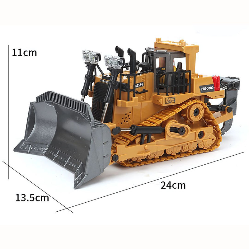 Excavadora Buldócer a control remoto. Juguete para niños. Con brazo móvil y luces. Bulldozer.