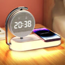 Cargador inalámbrico con reloj despertador digital 15W soporte de carga para teléfono con luz de noche y reloj integrado.
