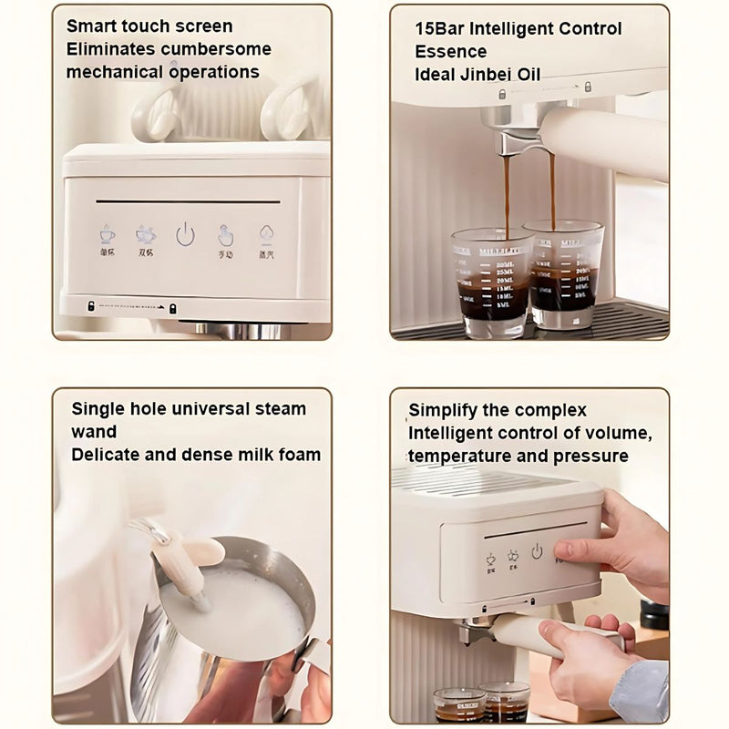 Máquina de café Espresso. Cafetera Multifuncional 20bar. Con espumador y pantalla táctil. Máquina de café.