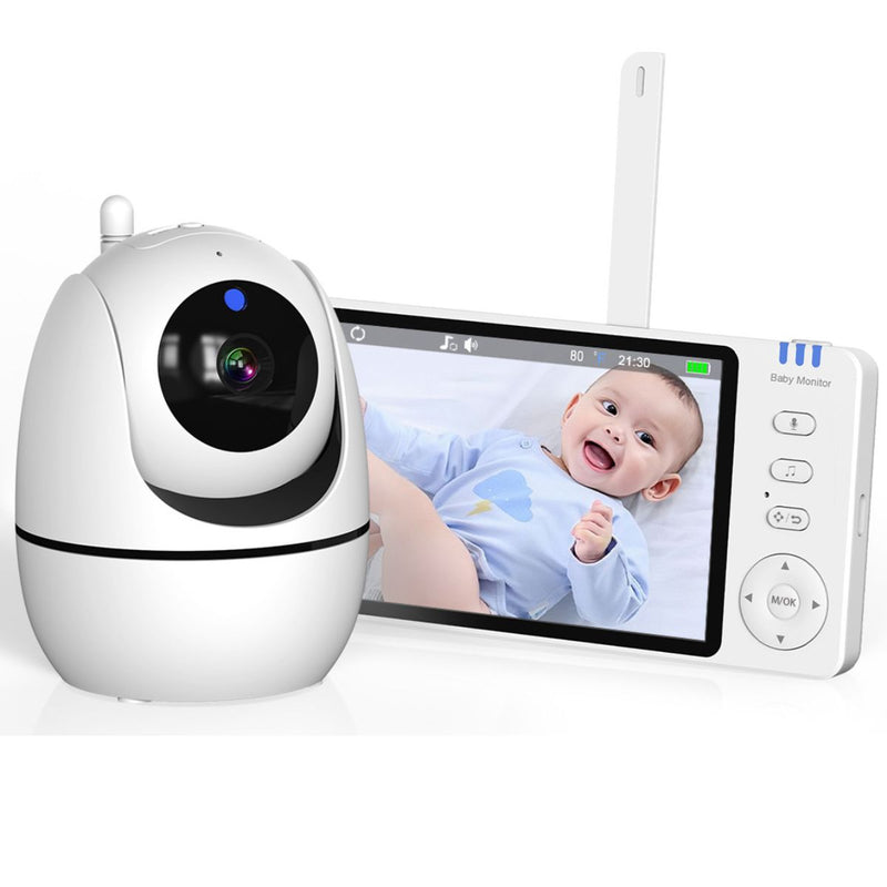 Monitor de video para Bebe 5''con visión nocturna HD. Videovigilancia con radio para niños. Baby Cam.