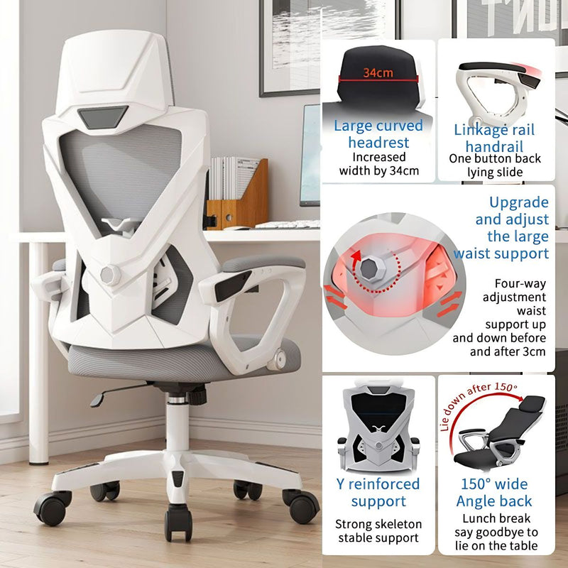 Silla Ergonómica Gamer y de Oficina. Respaldar Reclinable 150°. Silla ejecutiva de escritorio con Soporte Lumbar Ajustable.