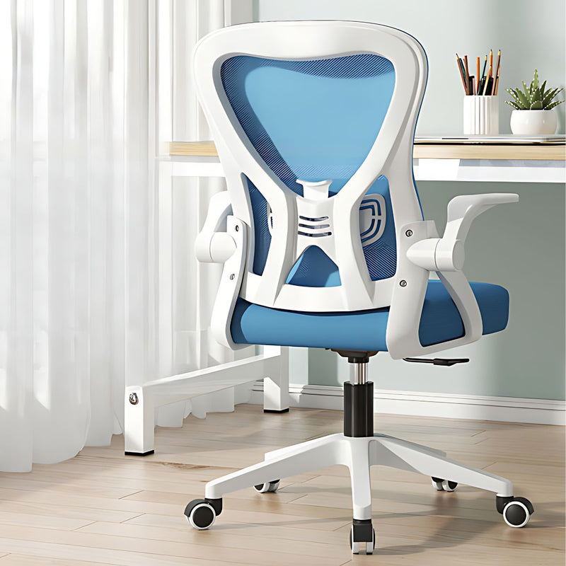 Silla Ergonómica de Oficina. Silla gamer Giratoria. Color celeste y blanco. Silla ejecutiva de escritorio con Soporte Lumbar.