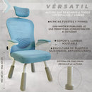 Silla de escritorio de 4 patas, Asiento reclinable ergonómico, comoda silla de computadora, color blanco y azul para escritorio