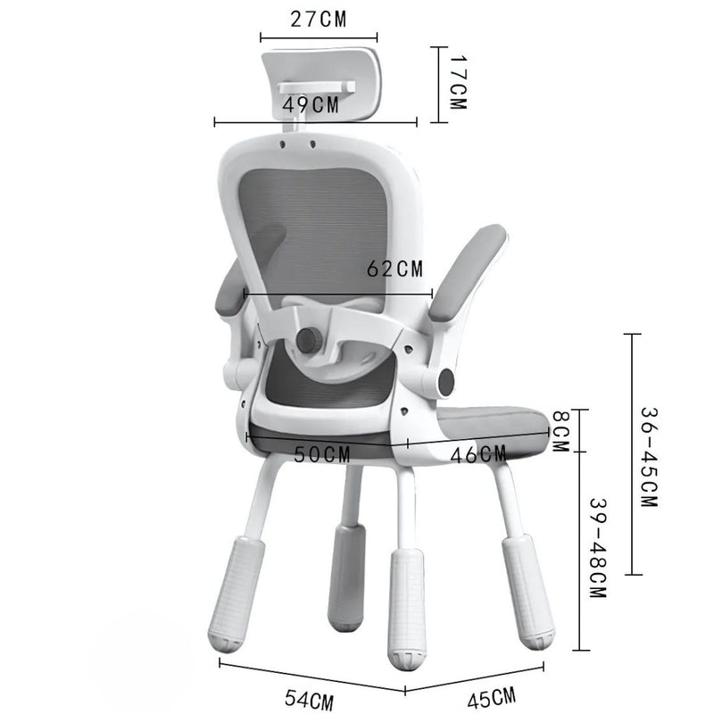 Silla de escritorio de 4 patas, Asiento reclinable ergonómico, comoda silla de computadora, color blanco y azul para escritorio