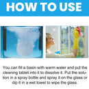 Limpiador de vidrios concentrado. Tabletas desengrasantes para limpieza de espejos, parabrisas y superficies de cristal. (Pack de 20 pastillas)