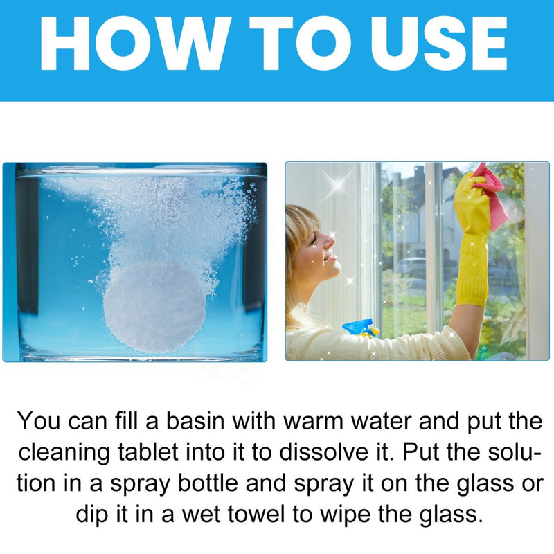 Limpiador de vidrios concentrado. Tabletas desengrasantes para limpieza de espejos, parabrisas y superficies de cristal. (Pack de 20 pastillas)