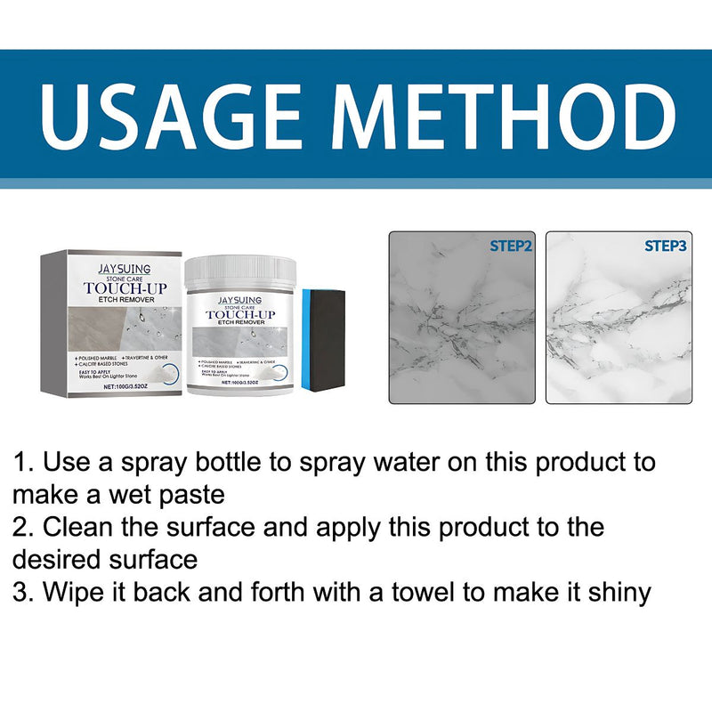 Polvo Limpiador y Pulidor para Mármol y Piedra. (100g) Incluye esponja. Polvo de Pulido.